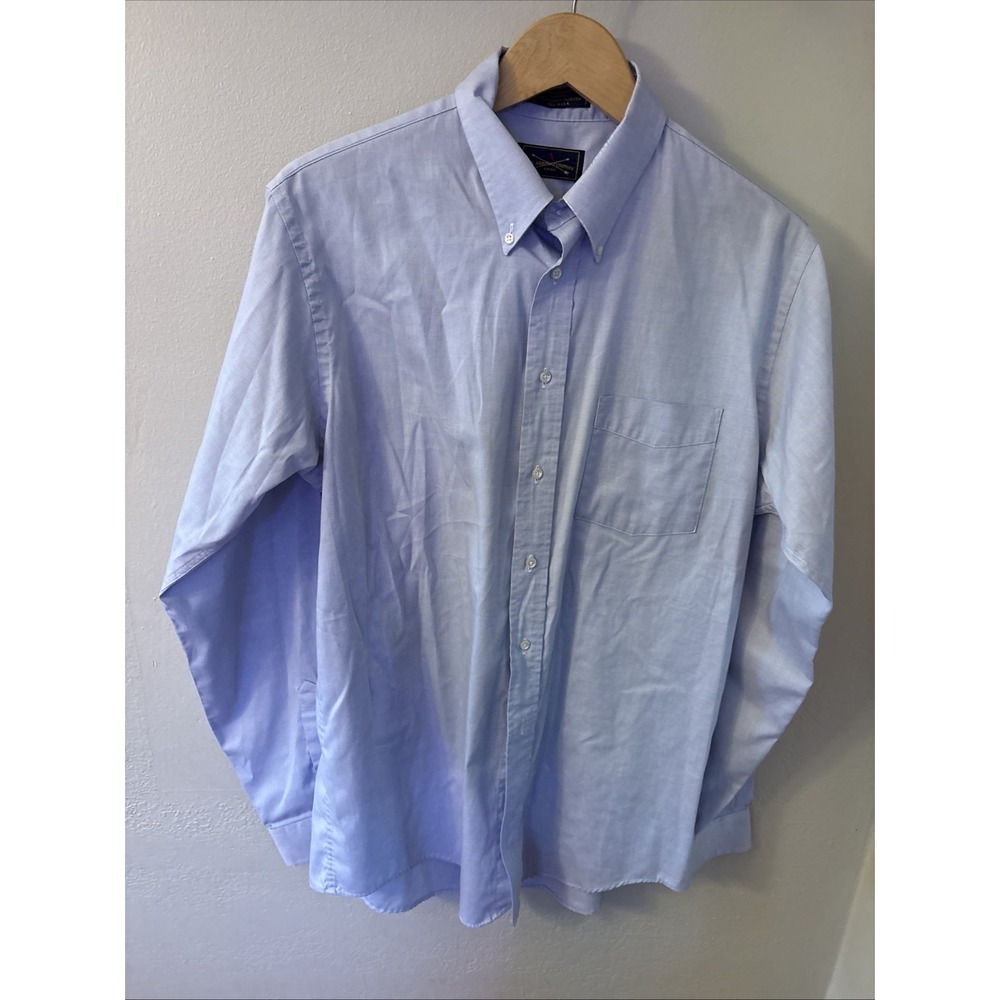 Vintage Arrow Dover Broadcloth Mens Oxford Shirt Blue 16 36/37 XL USA Made